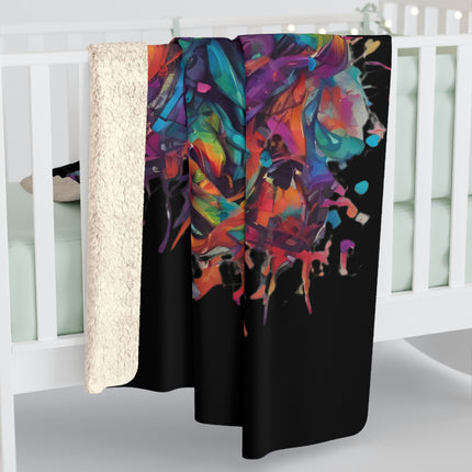 HOODED SKELETON 80's Cartoon Inspired Abstract Psychedelic Sherpa Fleece Blanket
