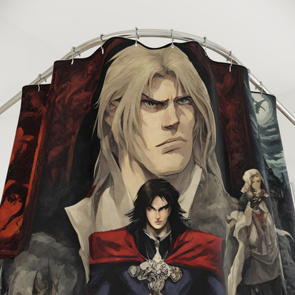 A LEGEND APPEARS IN THE LEGACY OF HIS FATHER Video Game Inspired Abstract Collage Shower Curtain