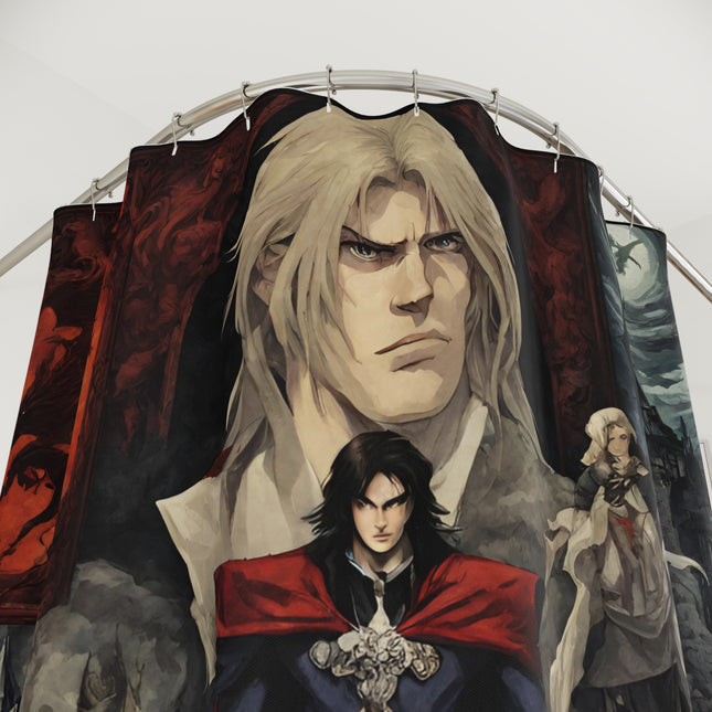 A LEGEND APPEARS IN THE LEGACY OF HIS FATHER Video Game Inspired Abstract Collage Shower Curtain