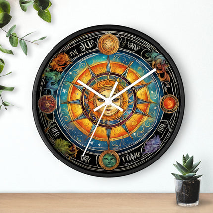 CELESTIAL COSMIC SUN Wall Clock - Galaxy Stars Astronomy Decor