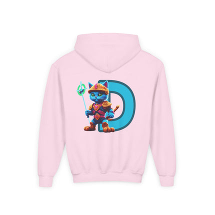 CUSTOM Letter D PERSONALIZED Warrior Cat Boys or Girls Hoodie Sweatshirt (ADD NAME TO FRONT)