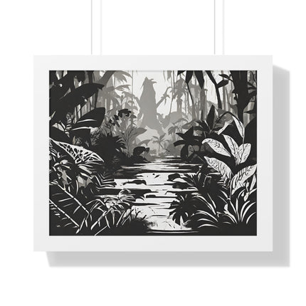 Wall Decor, Jungle Scene, Framed Wall Hanging, Black Shadow Print, Nature Scene Picture, Living Room Poster, Office Scenery