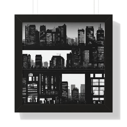 CITY STREET PANELS - Urban Skyline Buildings Framed Wall Art