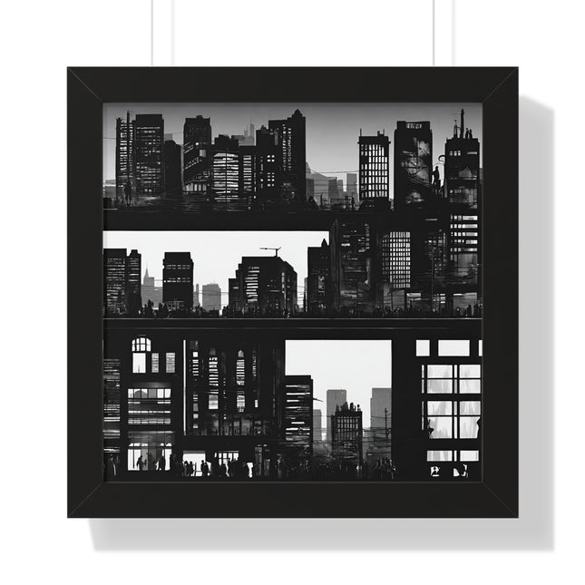 CITY STREET PANELS - Urban Skyline Buildings Framed Wall Art
