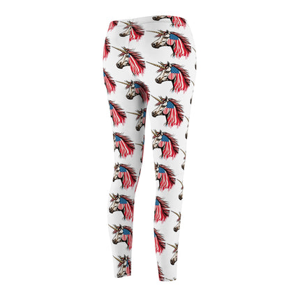 Patriotic Unicorn Skinny Leggings, United States Freedom Loving Horse Lounge Tights, US Election Elastic Exercise Jogging Pattern Yoga Pants