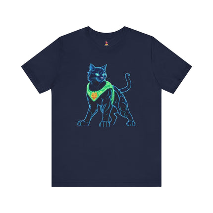 MYSTICAL NEON BLACK CAT T-Shirt, Magical Glowing Panther Tee