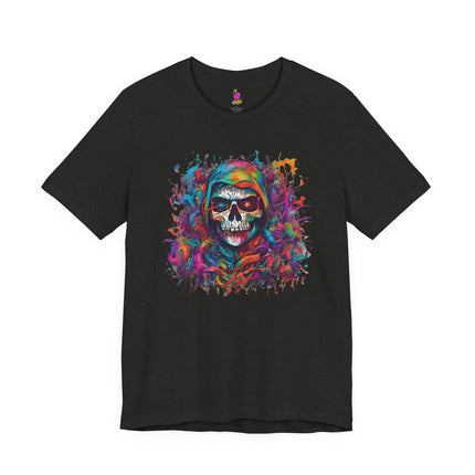 HOODED SKELETON 80's Cartoon Splash Graffiti T-Shirt - Retro Street Art Tee