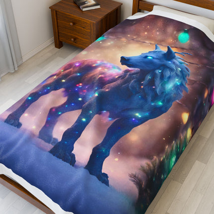 Mythical Beasts Christmas Blanket, Kids Adults Mystical Lights Plush Throw, Festive Fantasy Lovers Gift, Snow Creatures Holiday Twin Cover