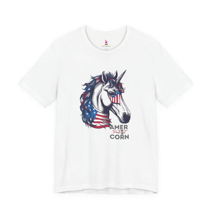 AMERiCORN PATRIOT Patriotic Unicorn T-shirt (No sleeve print) - Freedom Loving Unicorn Tee