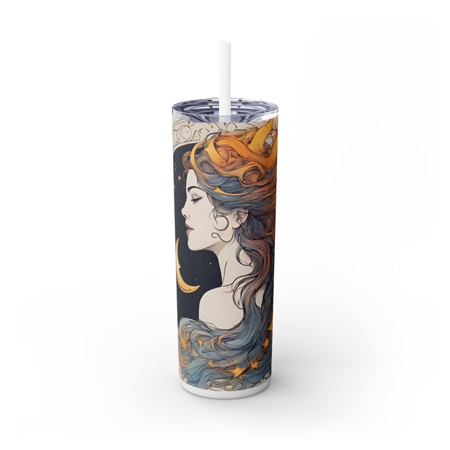 MOON GODDESS Skinny Tumbler - Celestial Astrology Beauty Night Sky Cup