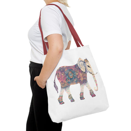 Elephant Lovers Tote | Majestic Color Pattern Custom Grocery Bag | Animal Gift Office Travel Carrier | Wild Woodland Business Traveler
