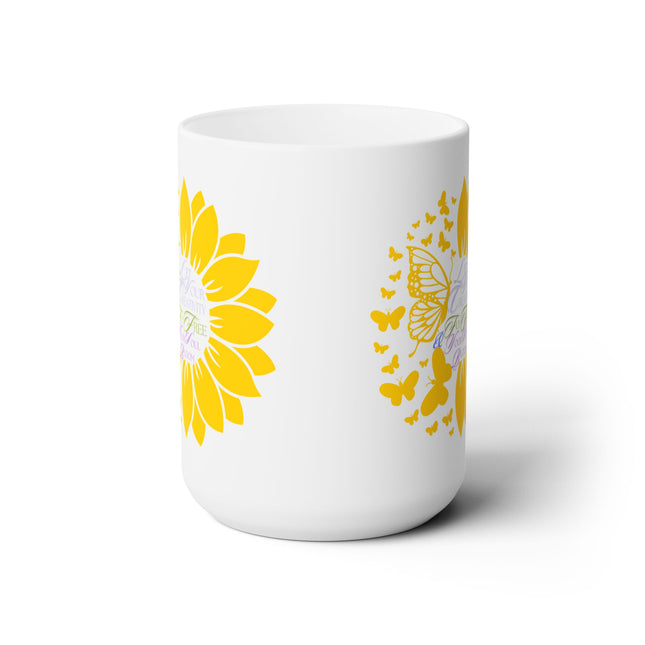 LET YOUR CREATIVITY FLY FREE Butterflies & Sunflowers Positive Inspirational Womens Coffee Cup