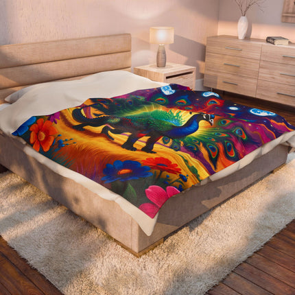 PSYCHEDELIC PEACOCKIGATOR Trippy Lush Blanket