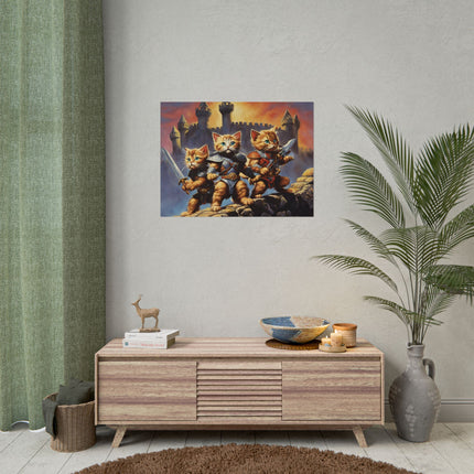 CAT BATTLE WARRIORS Poster - 80's Universe of Kitten Fighters Fantasy Epic Feline Battle Art