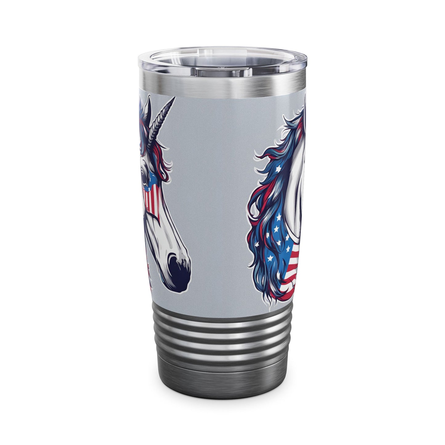 Patriotic Unicorn Tumbler | American Flag Election Traveler | United States Flag Patriot Veteran Gift | Freedom Loving Horse Road Drink Cup