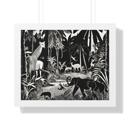 Animal Kingdom Print, Jungle Wall Decor, Elephant Picture, Shadow Wall Hanging, Giraffe Picture, Living Room Poster, Office Scenery