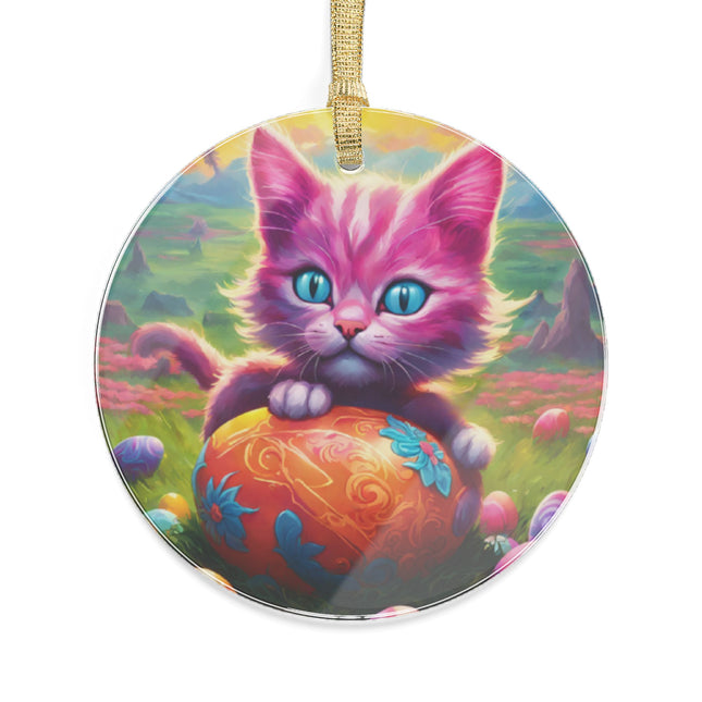 PINK GALAXY KITTEN EASTER EGG Tree Ornament