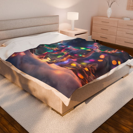 Mythical Deer Christmas Blanket, Kids Adults Mystical Lights Plush Throw, Festive Fantasy Lovers Gift, Snow Creatures Holiday Twin Cover