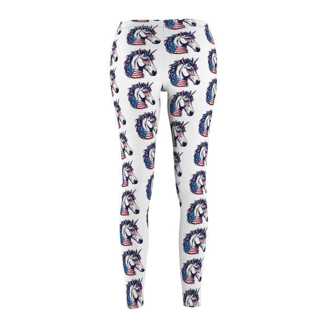 Patriotic Unicorn Skinny Leggings, United States Freedom Loving Horse Lounge Tights, US Election Elastic Exercise Jogging Pattern Yoga Pants