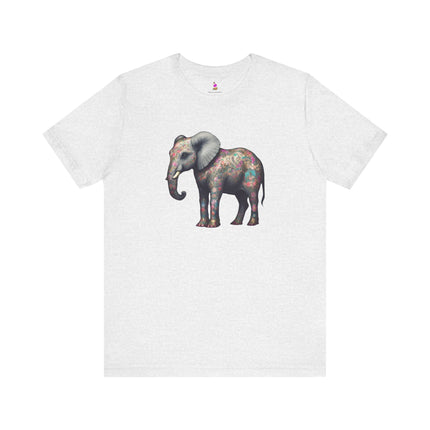 MAJESTIC FLOWER PATTERN ELEPHANT T-Shirt - Beautiful Floral Animal Art Tee