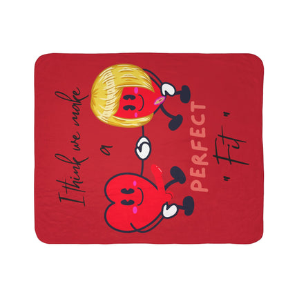 Funny Valentines Day Gift For Girl, Valentine Blanket for Her, Perfect Fit Hearts Holding Hands Adult Humor Couples Soft Sherpa Fleece