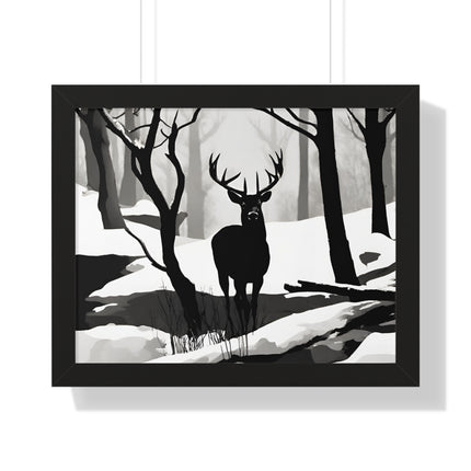 SNOWY CREEK BIG BUCK - Deer Hunter Winter Shadow Framed Wall Art