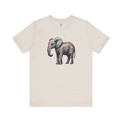 MAJESTIC FLOWER PATTERN ELEPHANT T-Shirt - Beautiful Floral Animal Art Tee