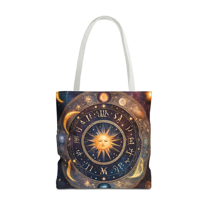 Moon Phases Tote Bag | Lunar Cycle Astronomy Wiccan Grocery Bag | Solstice Home Office Laptop Carrier | Solar System Travel Overnight Gift