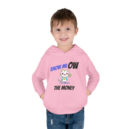 Funny Cat Toddler Hoodie, Boys or Girls Show MeOW The Money Cute Saying Graphic Fleece Pullover