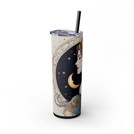 MOON GODDESS Skinny Tumbler - Celestial Astrology Beauty Night Sky Cup