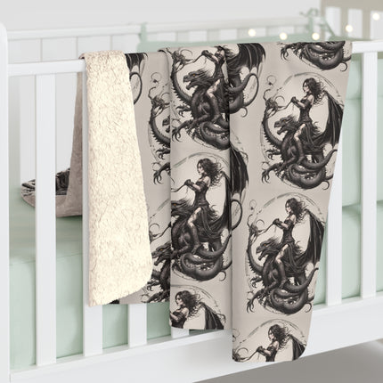 GOTHIC DRAGON RIDER Fleece Blanket