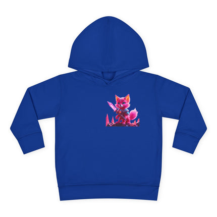 Neon Crystal Fox Toddler Girls Hoodie, Hot Pink Centaurian Cosmic Guardian Sweatshirt, Two Sided 2T 4T 5-6T Long Sleeve Hood