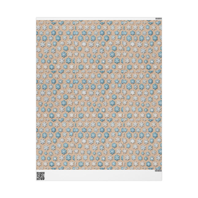 Christmas Wrapping Paper Snowflake Blue White Beige Gift Wrap Holiday Gift Wrap Roll