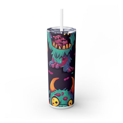 KIDS LITTLE MONSTER SKINNY TUMBLER - Colorful Funny Zombie Child Insulated Cup