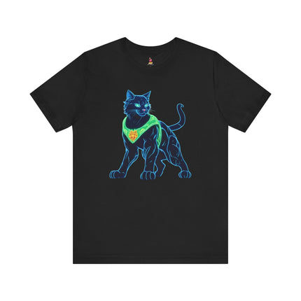 MYSTICAL NEON BLACK CAT T-Shirt, Magical Glowing Panther Tee