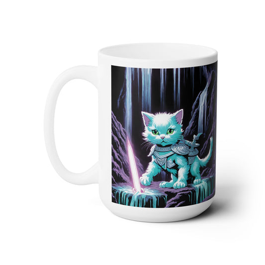 Kitten Warrior Neon Waterfall Cave Mug 15oz