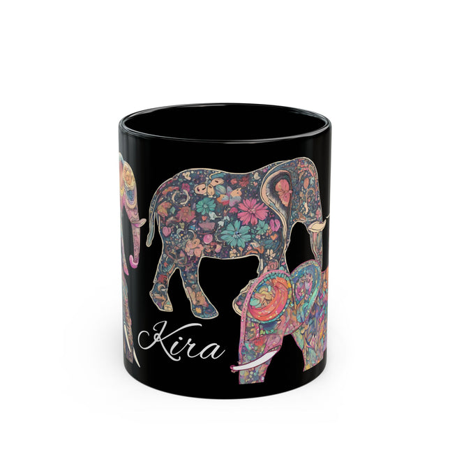PERSONALIZED March of the Elephants Floral Coffee Mug