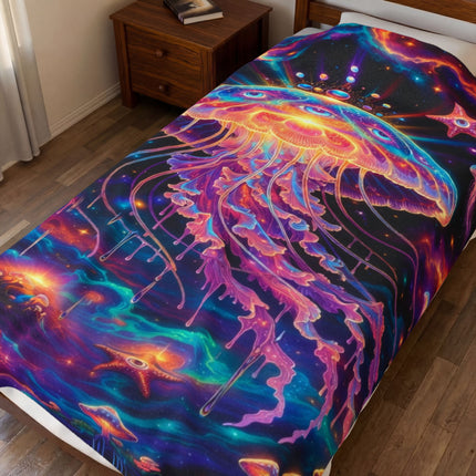 TRIPPY DIMENSIONAL JELLYFISH Psychedelic Blanket
