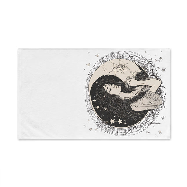 Moon Goddess Hand Towel | Praying Lunar Starry Night Sky Decor | Bathroom Accent Drying Cloth | Astronomy Star Beauty Polyester Gift