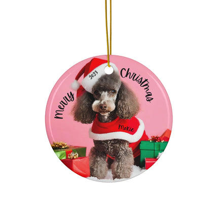 PERSONALIZED POODLE Ceramic Christmas Ornament