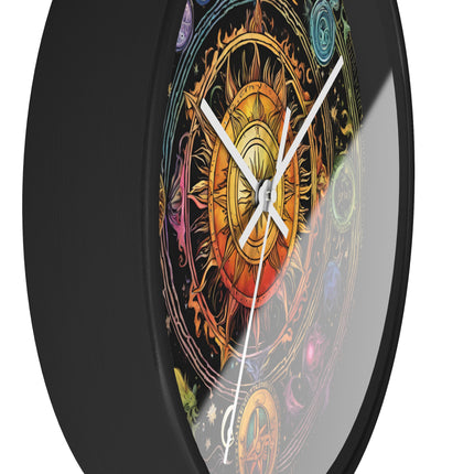 CELESTIAL COLLAGE Wall Clock - Sun Solstice Wiccan Astronomy Decor