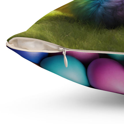 COLORFUL EASTER BUNNY Fur Egg Pillow