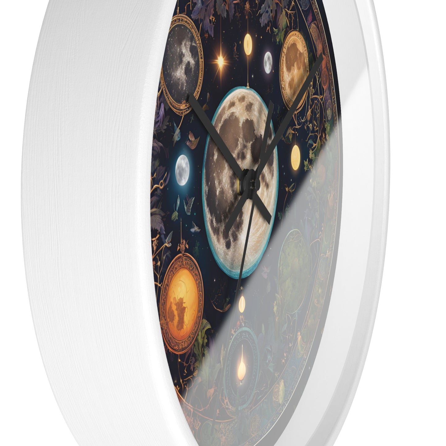 Moon, Sun and Earth Phases Wall Clock, Lunar Cycle Astronomy Home Decor, Solar System Wall Hanging, Celestial Office Art Gift