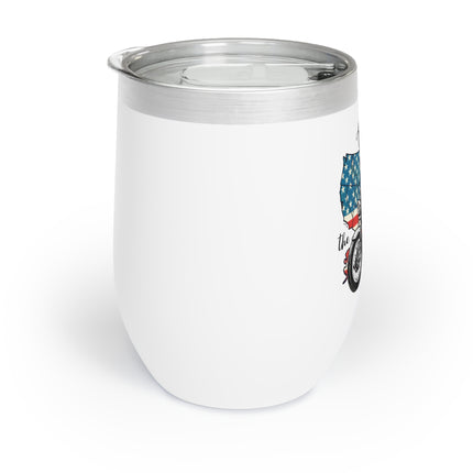 AMERICA THE BEAUTIFUL Wine Tumbler - Motorcycle Beauty Biker American Flag Cooler