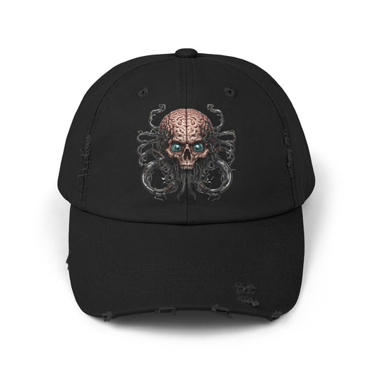 Alien Brain Robot Skull Hat, Contra Video Game Inspired Ball Cap, Metal Tentacle Cyborg Outer Space Bedroom Spring, Summer, Fishing Gift