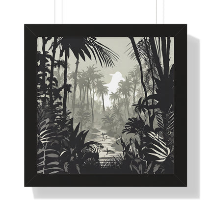 Wall Decor, Jungle Scene, Framed Wall Hanging, Black Shadow Print, Nature Scene Picture, Living Room Poster, Office Scenery