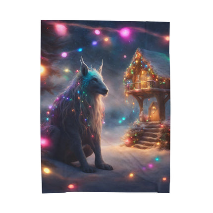 Mythical Beasts Christmas Blanket, Kids Adults Mystical Animal Plush Throw, Festive Fantasy Lovers Gift, Snow Creatures Holiday Twin Cover