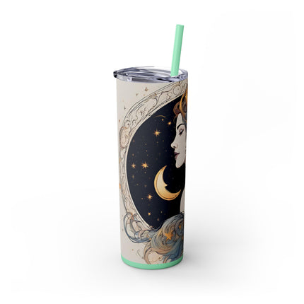 MOON GODDESS Skinny Tumbler - Celestial Astrology Beauty Night Sky Cup