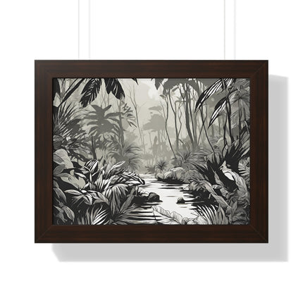 Wall Decor, Jungle Scene, Framed Wall Hanging, Black Shadow Print, Nature Scene Picture, Living Room Poster, Office Scenery
