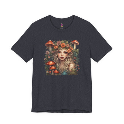 MUSHROOM FLOWER FANTASY MAIDEN Womens T-Shirt - Whimsical Fairy Art Tee